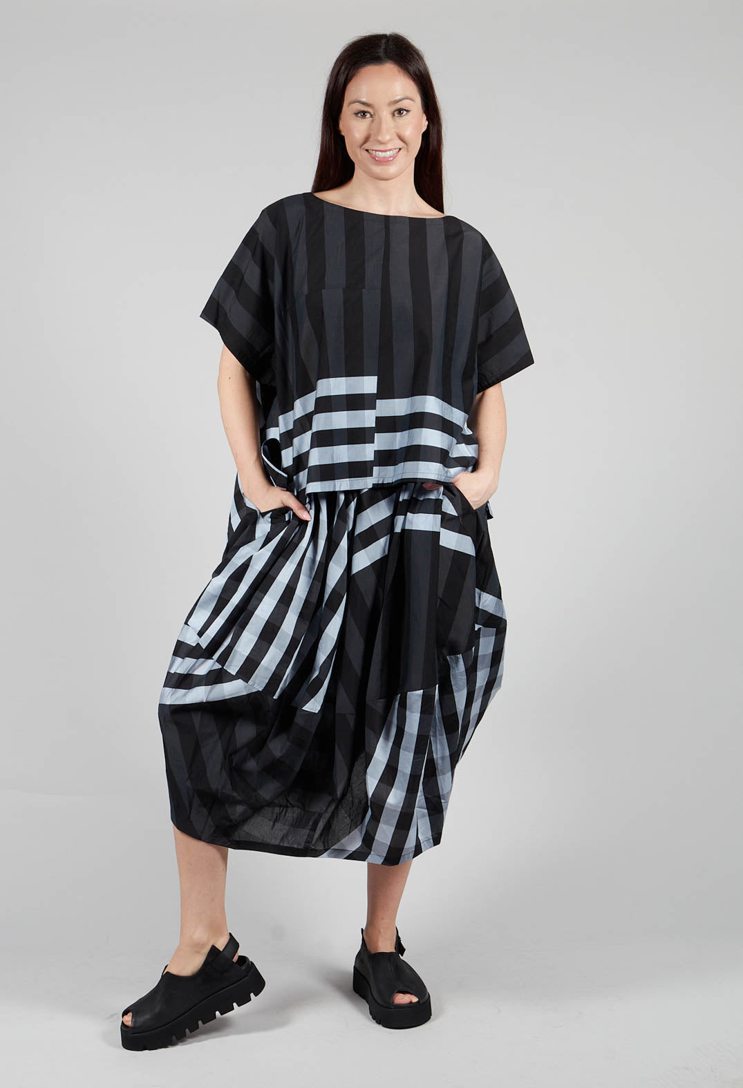 Checkered Skirt in Black Print