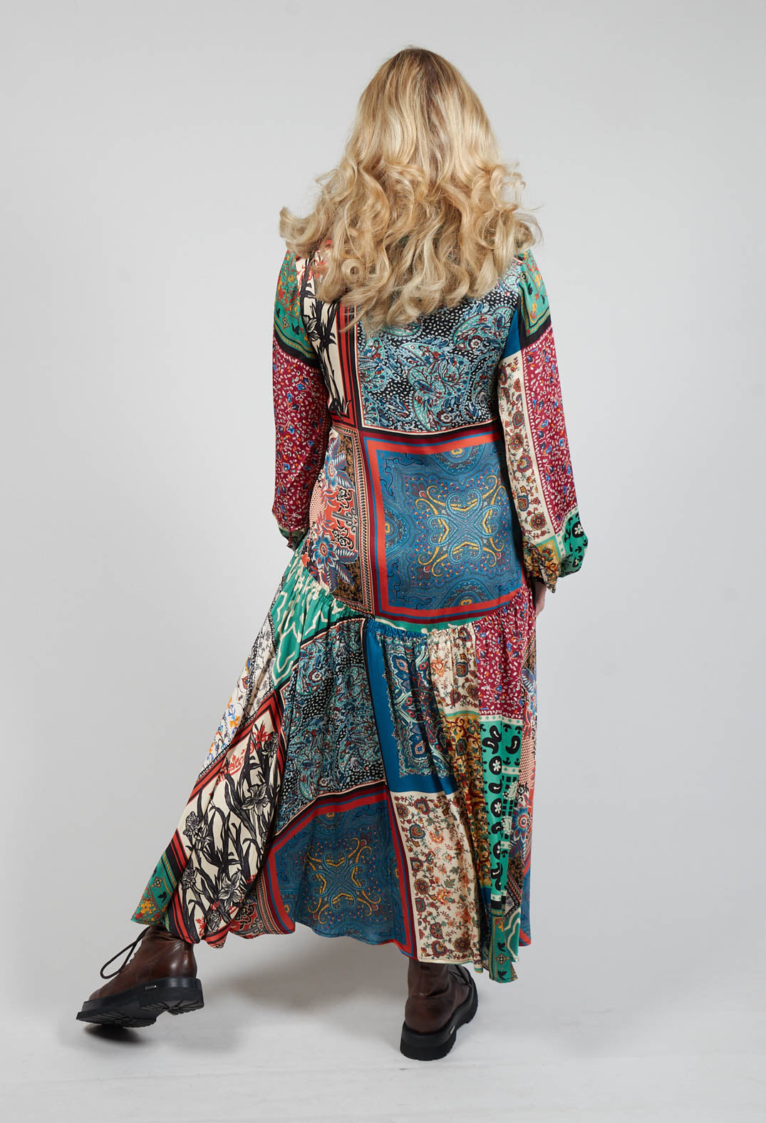 Chemise Dress in Patchwork Foulard Print