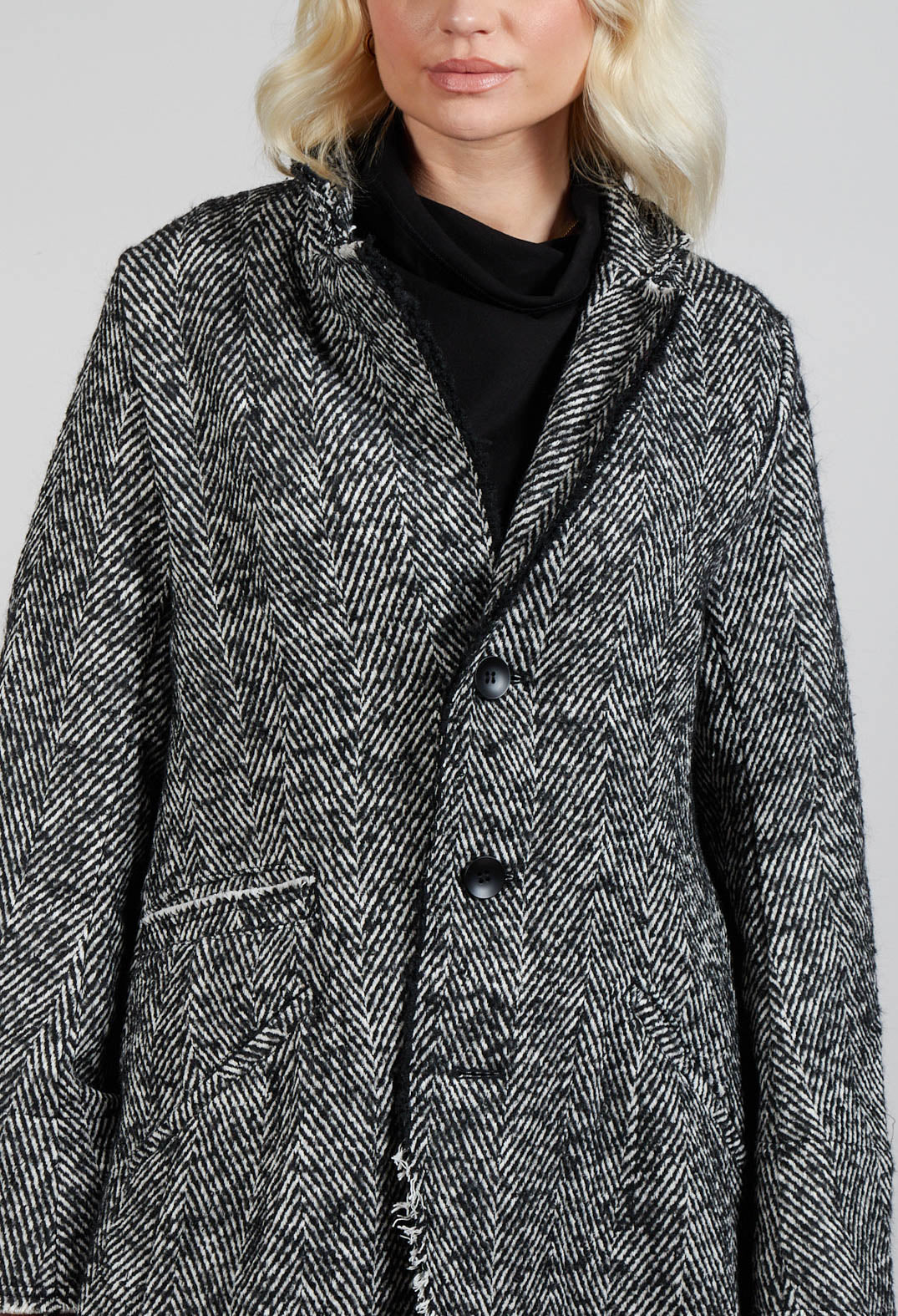 Chevron Stripe Coat in Black