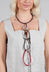Choker Necklace with Dropped Chain in Red and Brown