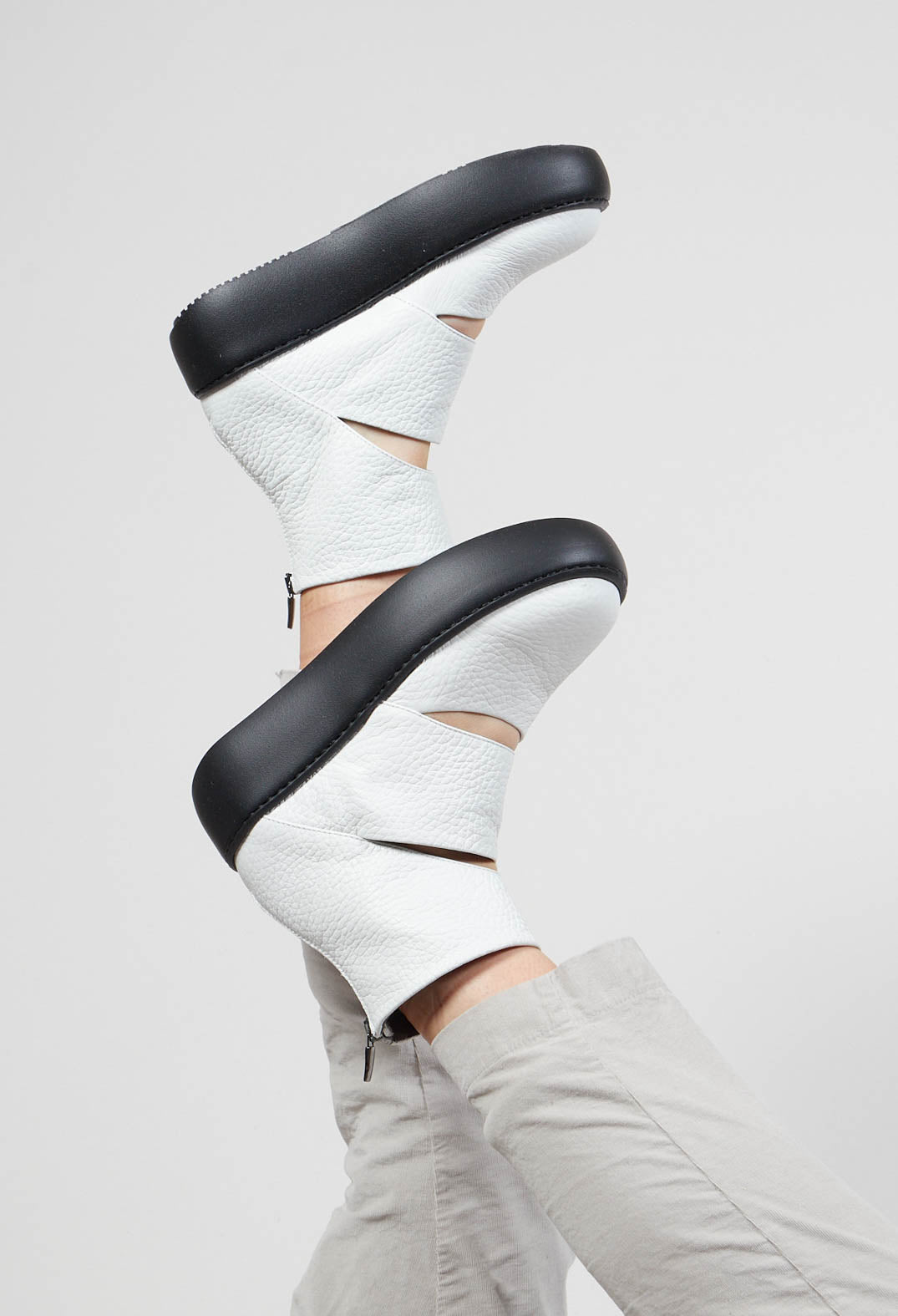 Chunky Sole Open Shoe in Taurus Bianco