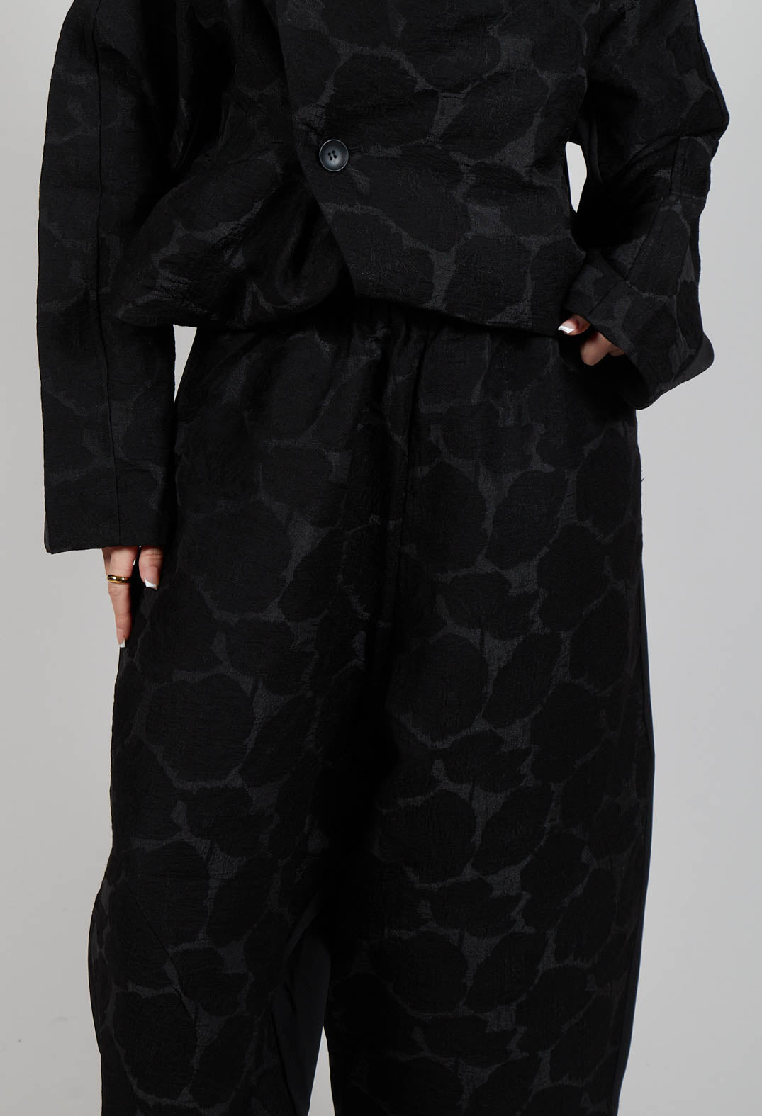Circle Print Trousers in Black