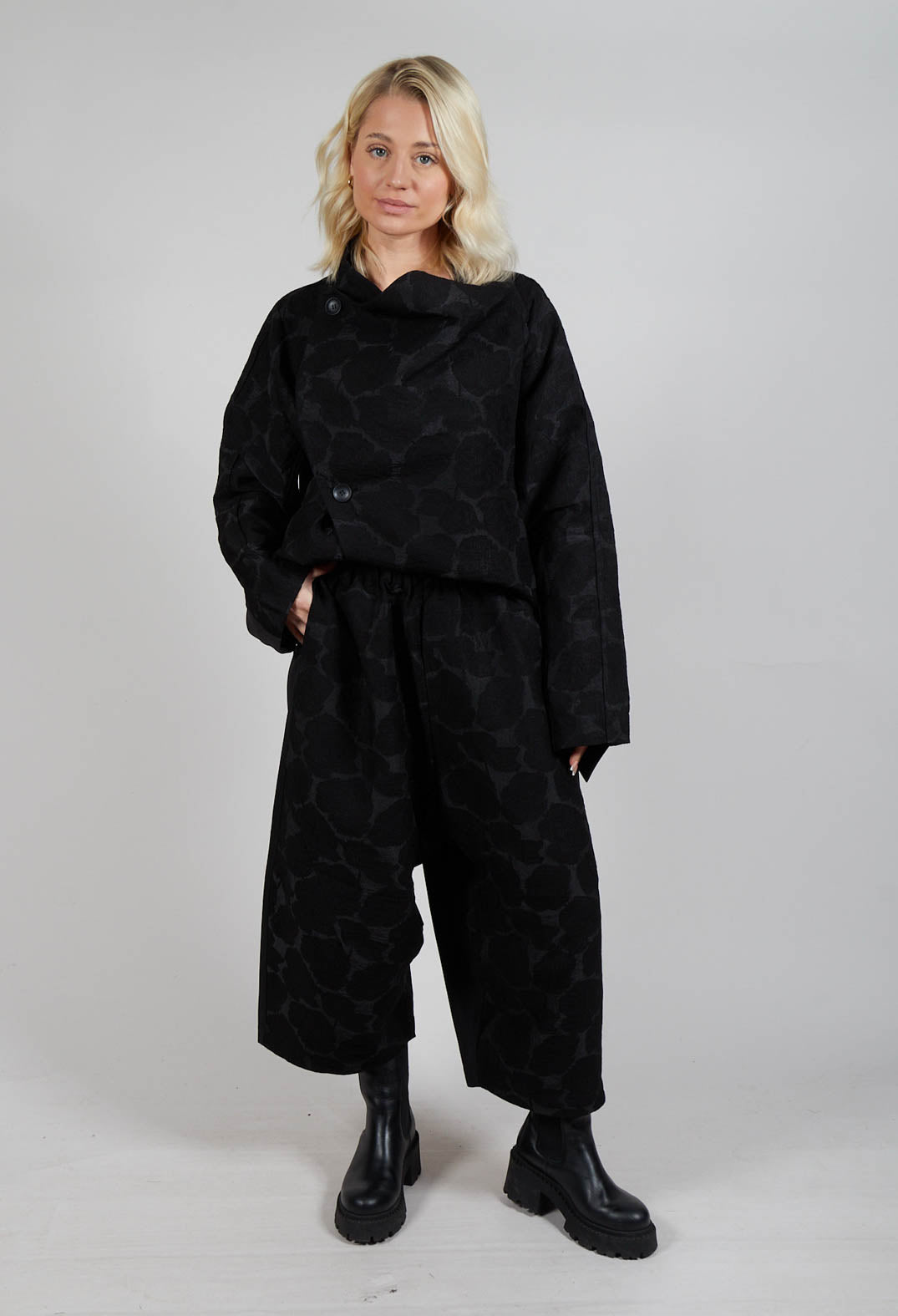 Circle Print Trousers in Black