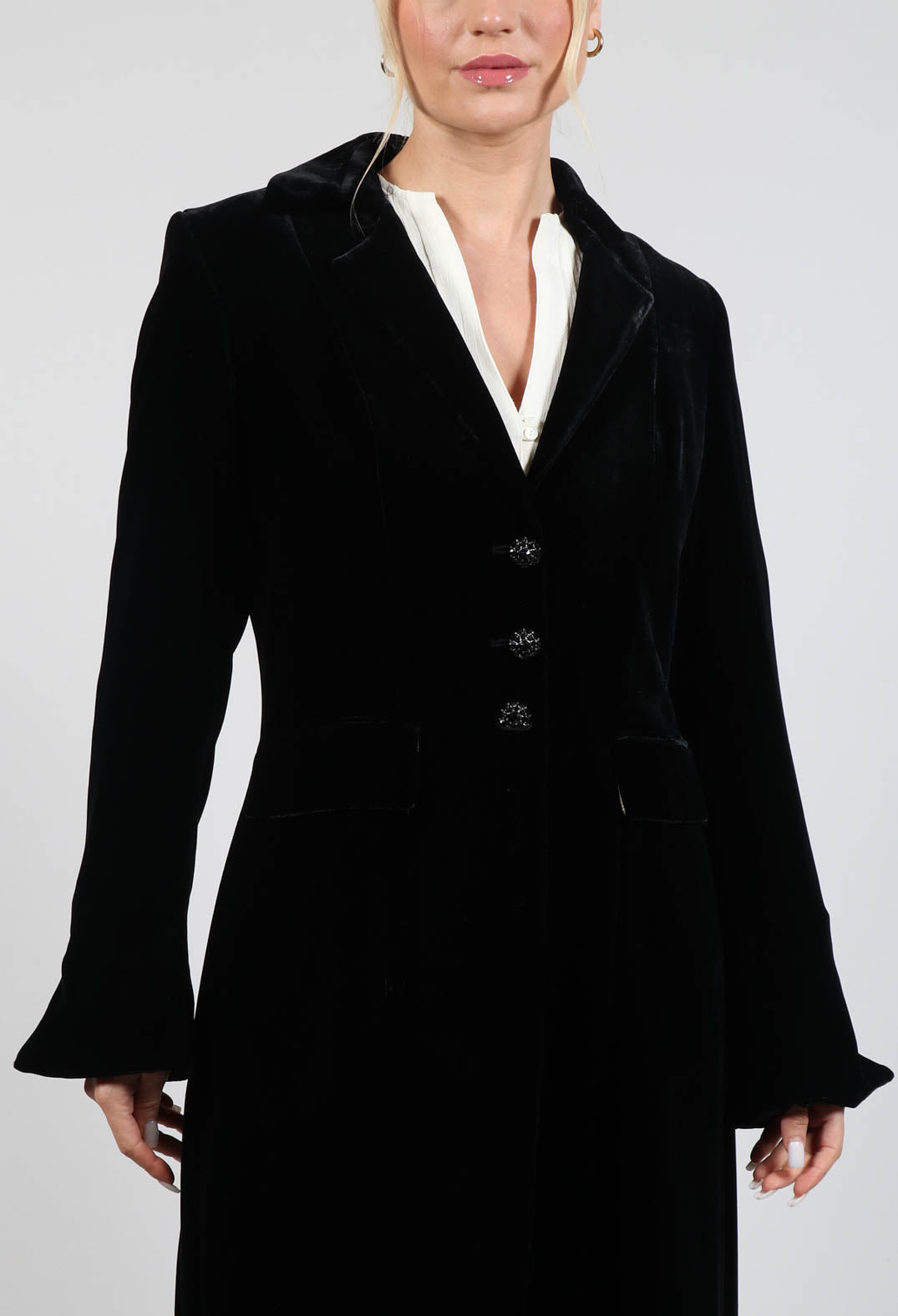 Classic Lux Velvet Coat in Black