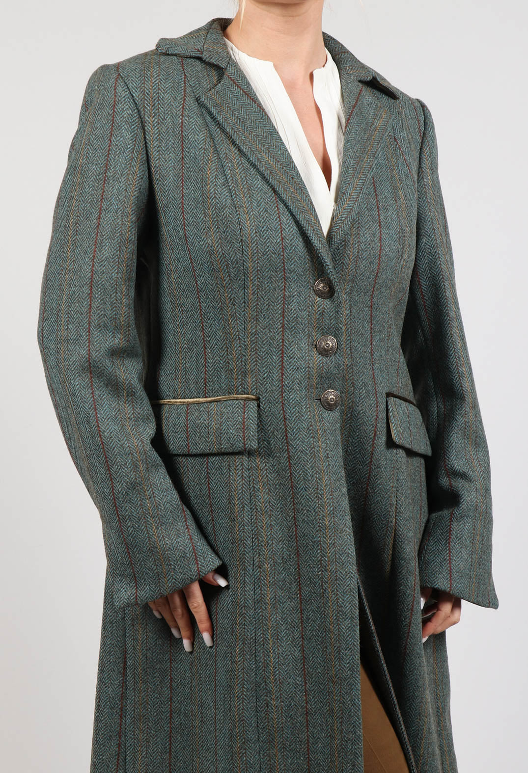 Classic Tweed Coat in Blue Tweed