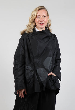 Coat with Asymmetric Fastening in Black