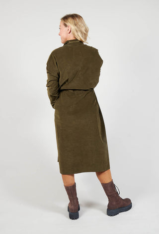 Collar Drawstring Dress in Olive