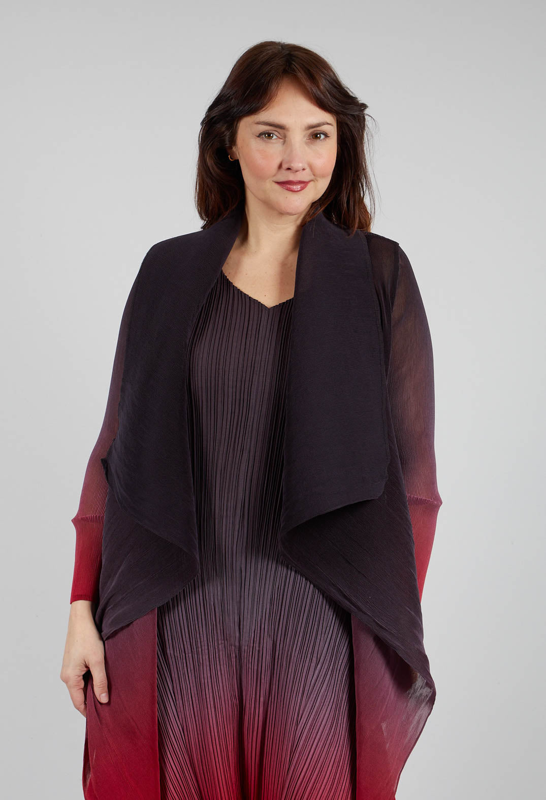 Collare Coat in Cherry Ombre