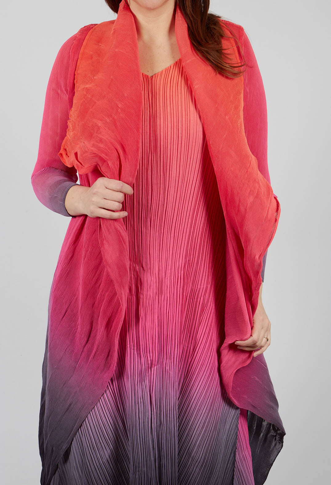 Collare Coat in Tangerine Pink Glow