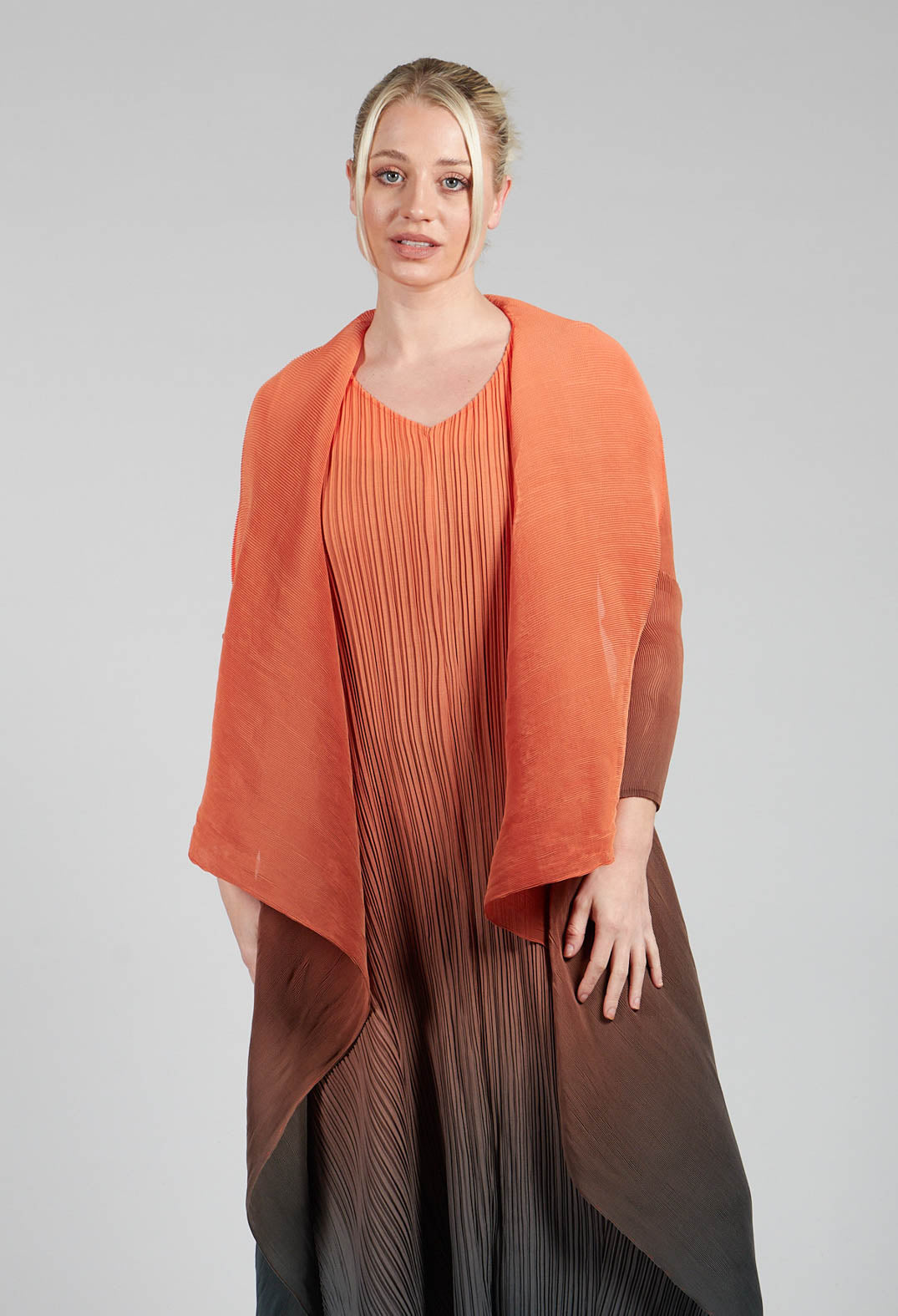 Collare Coat in Tangerine and Shadow