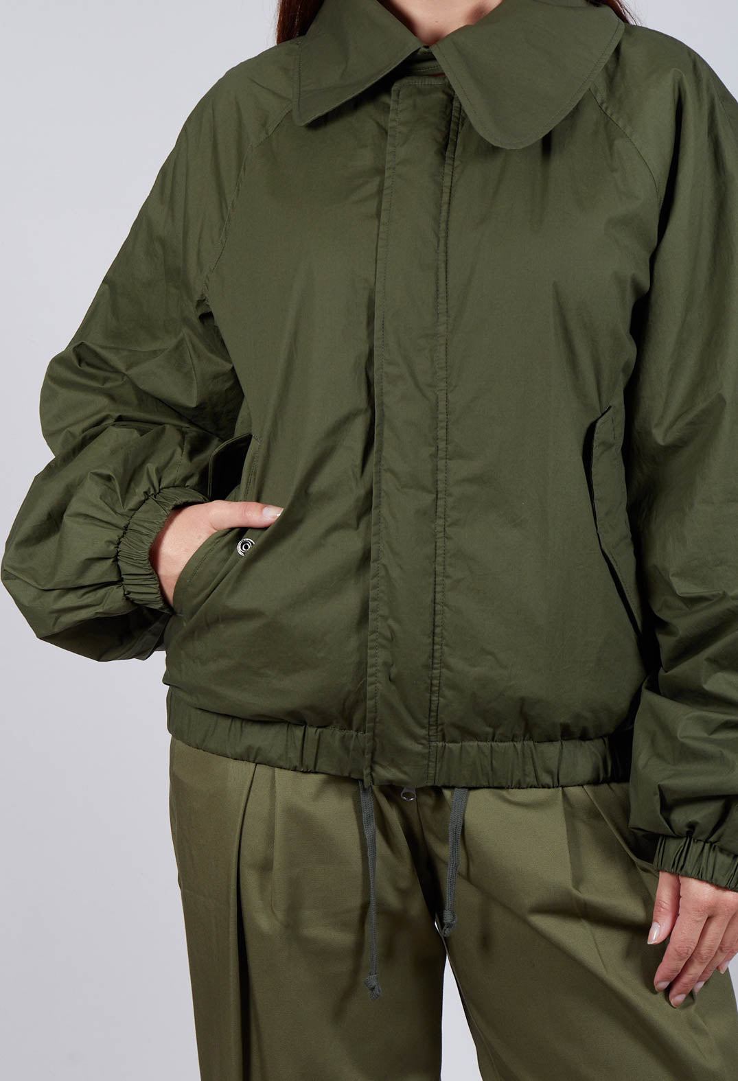 Collared Bomber Jacket in Khaki