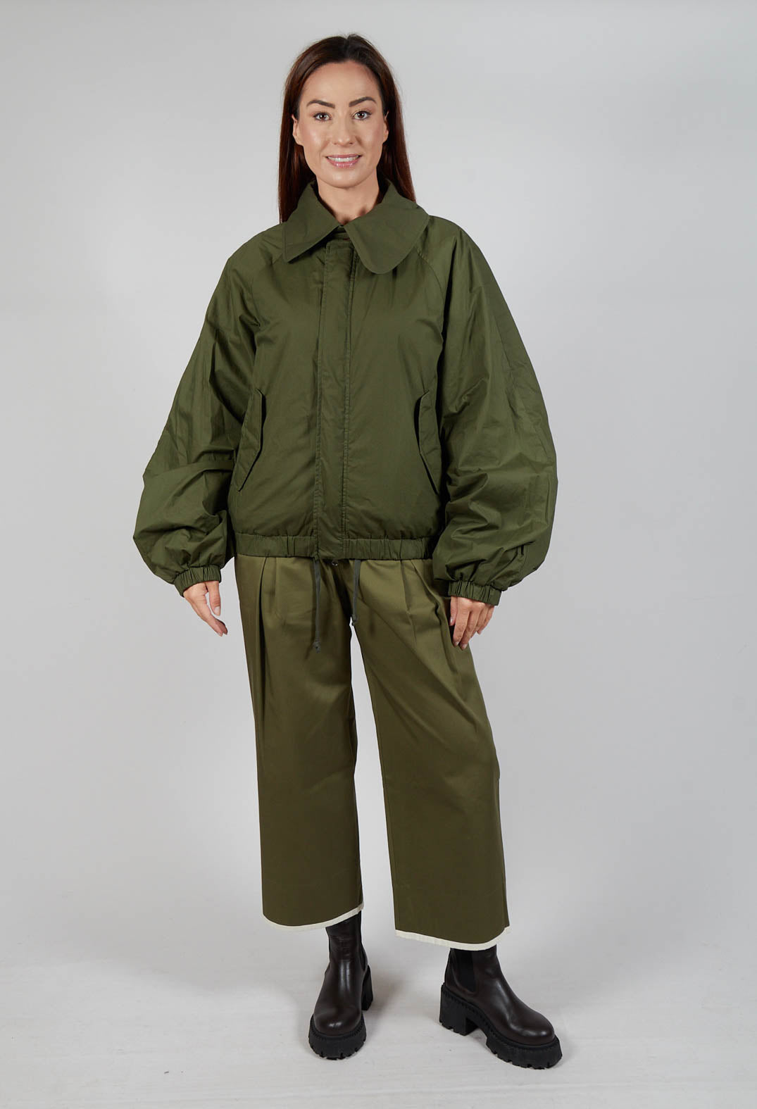 Collared Bomber Jacket in Khaki
