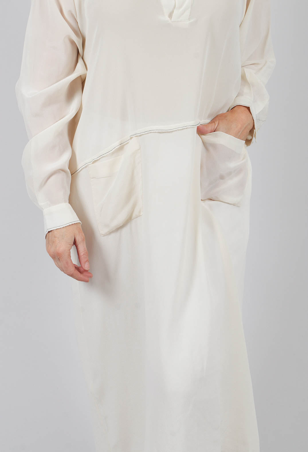 Collared Full Length Dress in Avangarde Off White