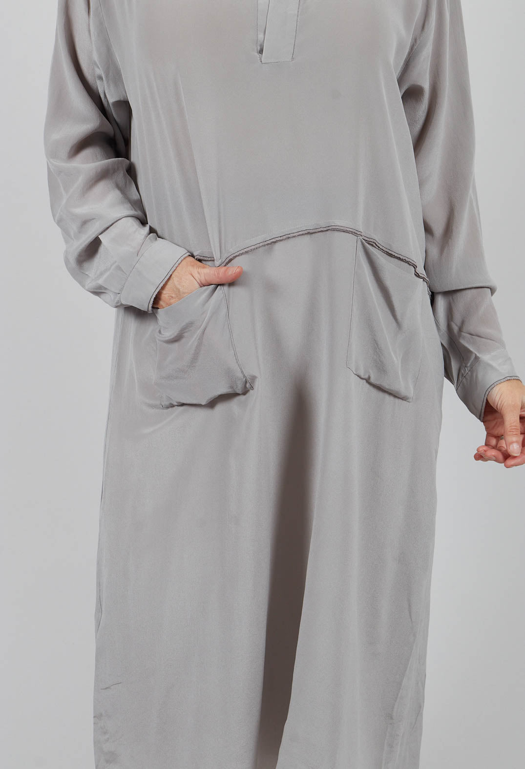 Collared Full Length Dress in Avangarde Original Grey