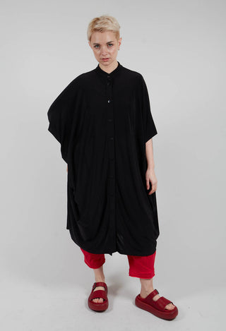 Collarless Dress in Black Isar
