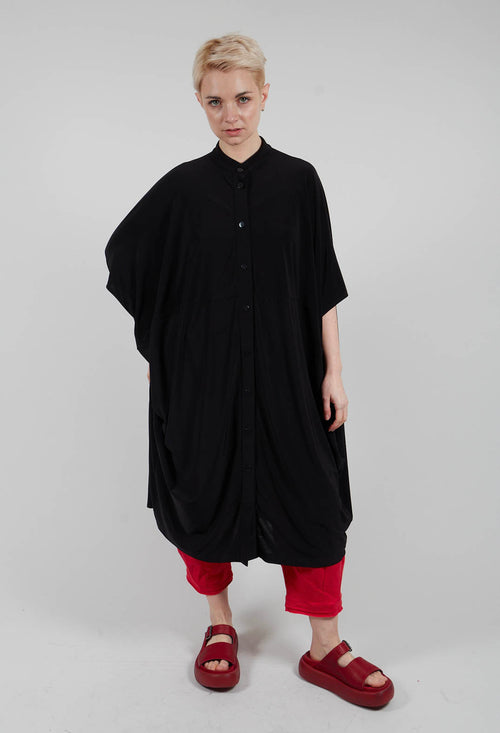 Collarless Dress in Black Isar