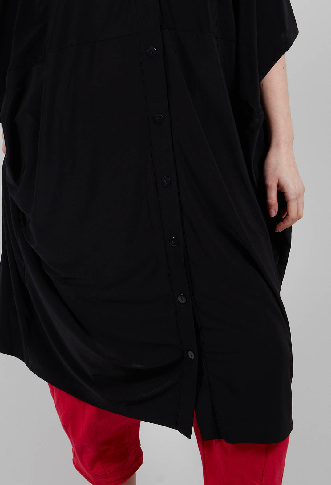 Collarless Dress in Black Isar