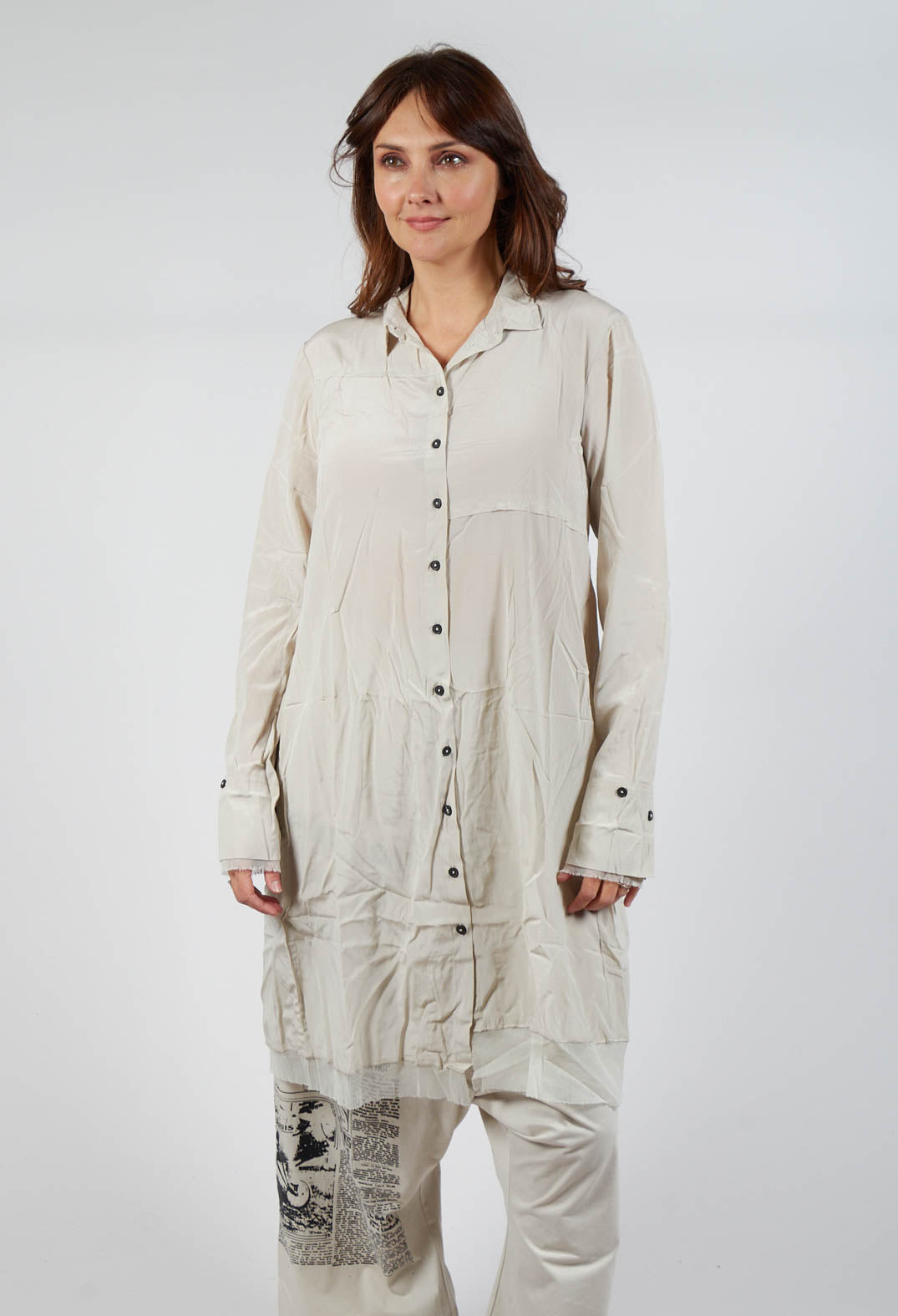 Contrast Hem Shirt Dress in Eraser
