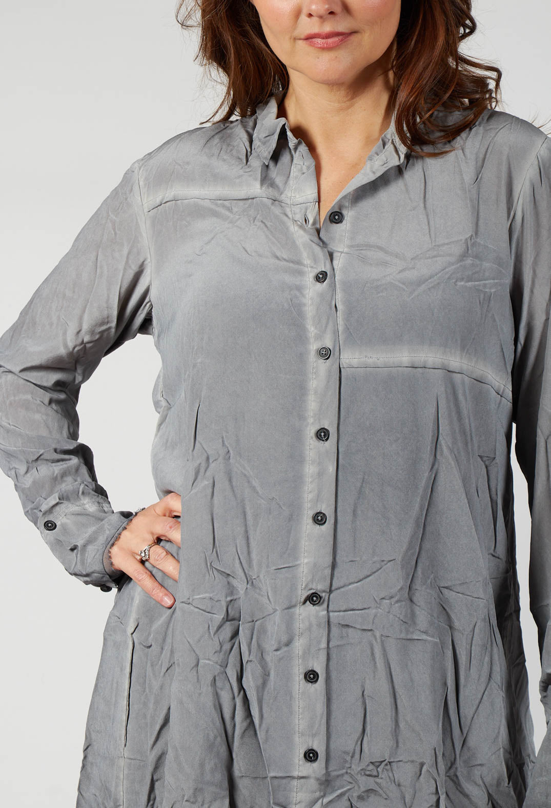 Contrast Hem Shirt Dress in Pencil Cloud