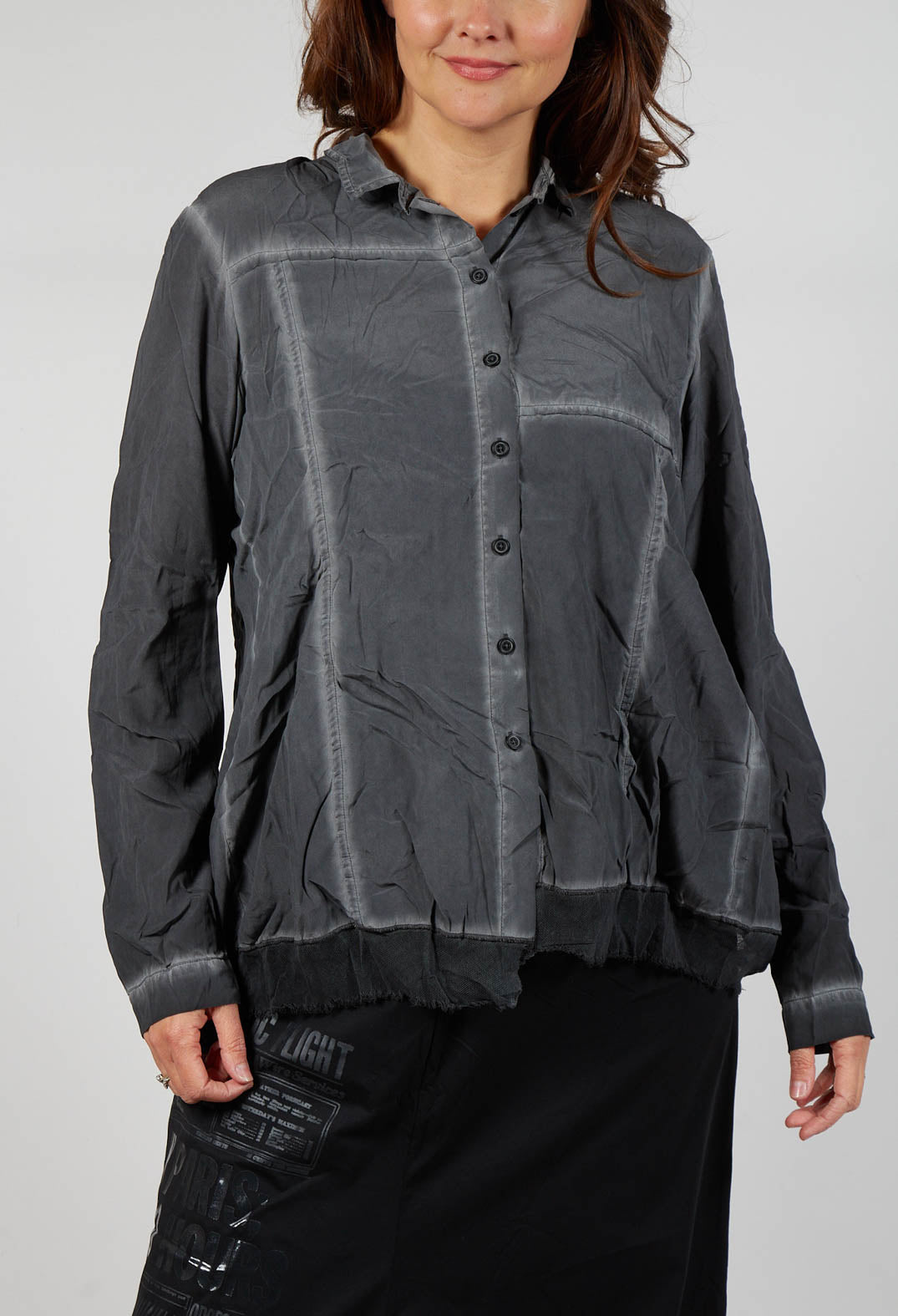 Contrast Hem Shirt in Coal Cloud