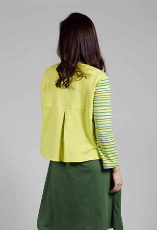 Contrast Sleeve Top in Lime with Green Lines