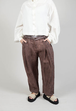 Contrast Stitch Trousers in Original Red Check