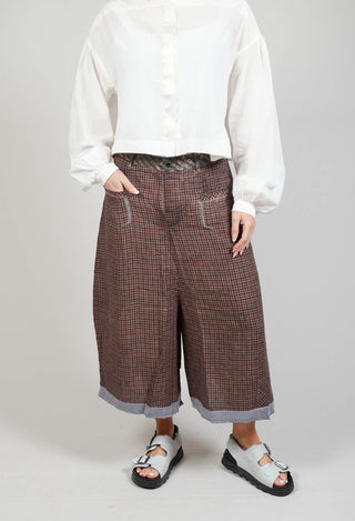 Contrast Waistband Culottes in Red Check
