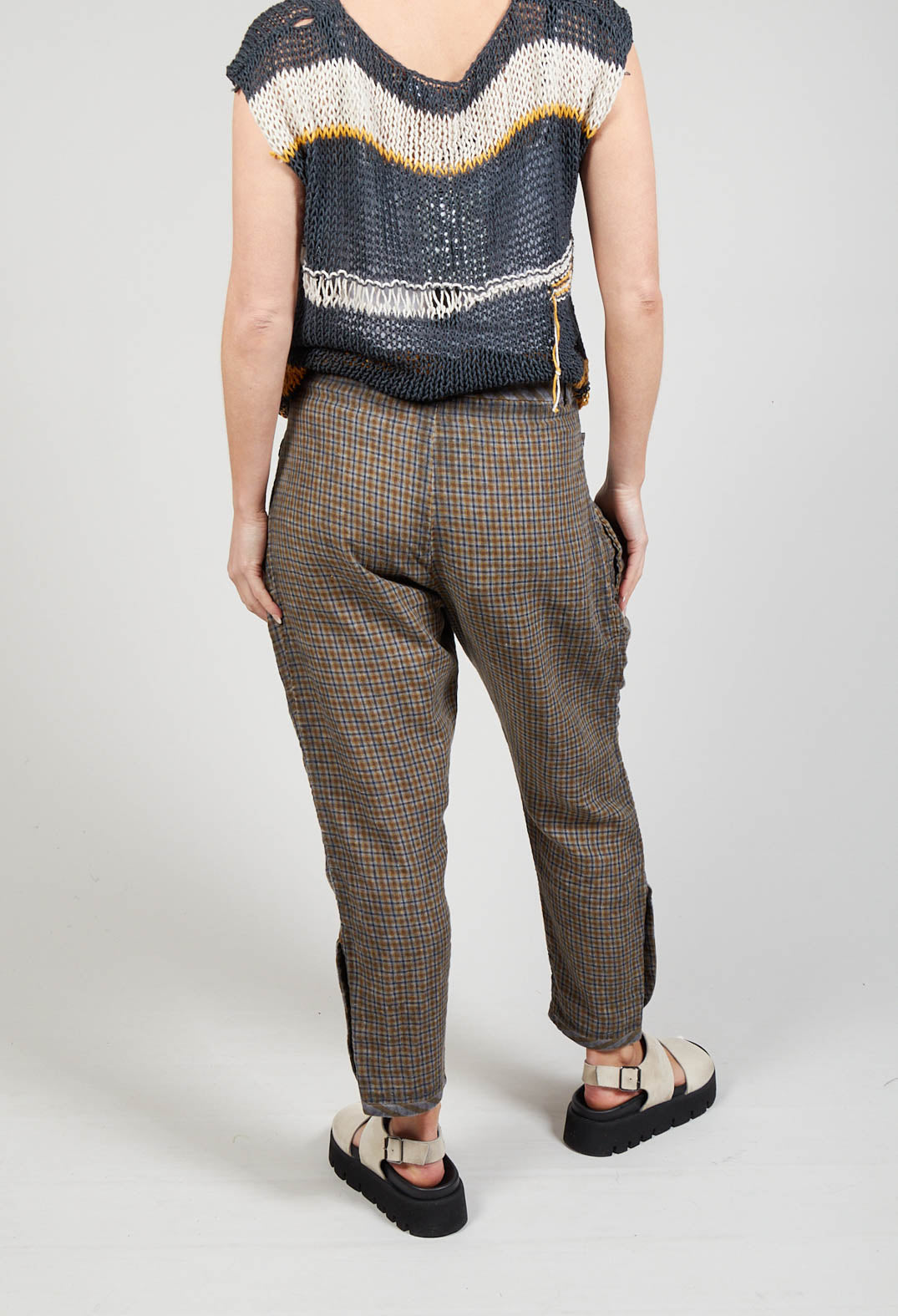 Contrast Waistband Trousers in Original Mustard Check