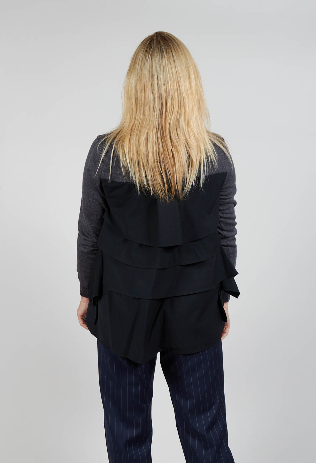 Contrasting Cardigan in Antracite and Nero