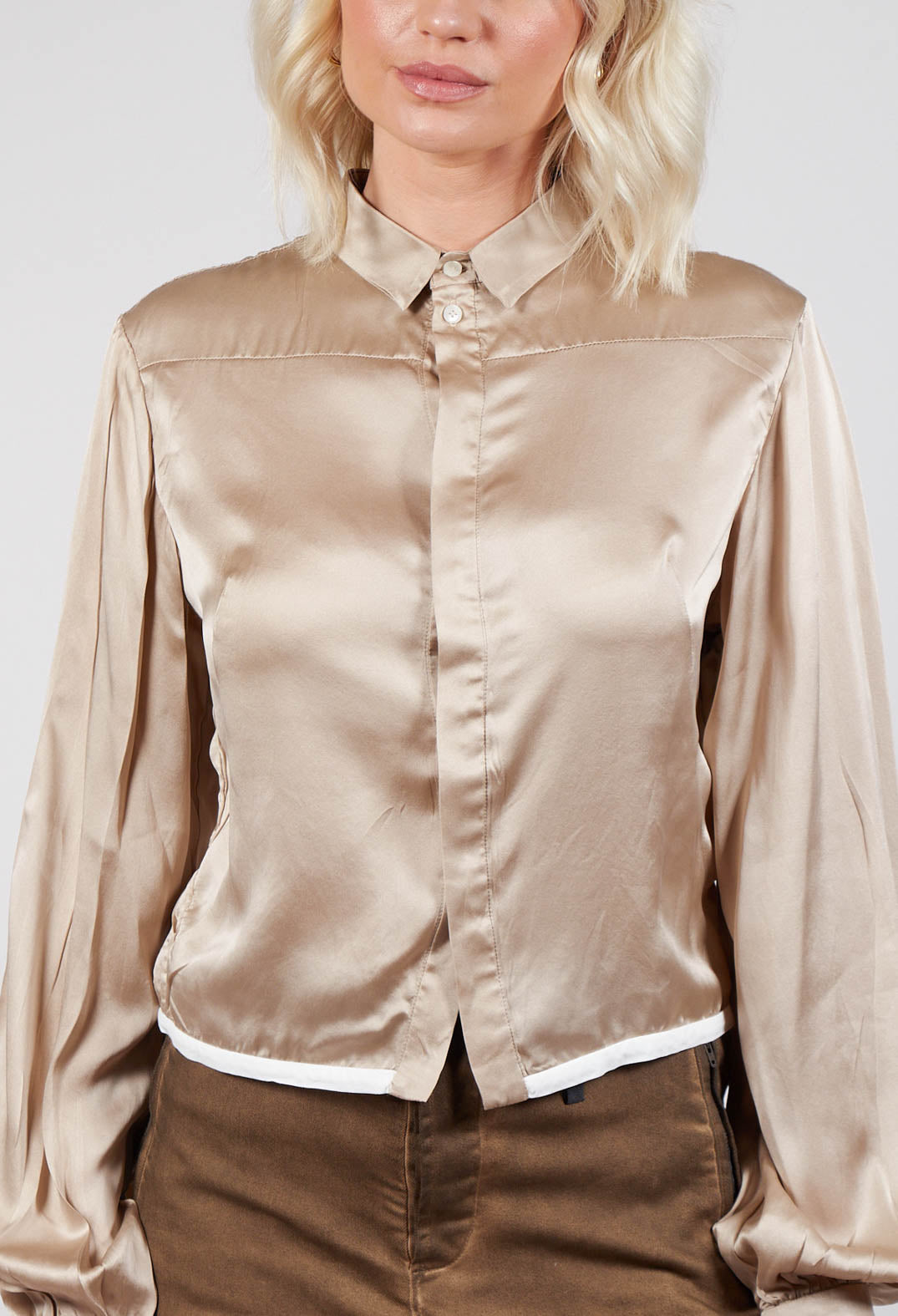 Contrasting Hem Shirt in Gold