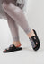 Cora Slip On Sandals in Black Silver