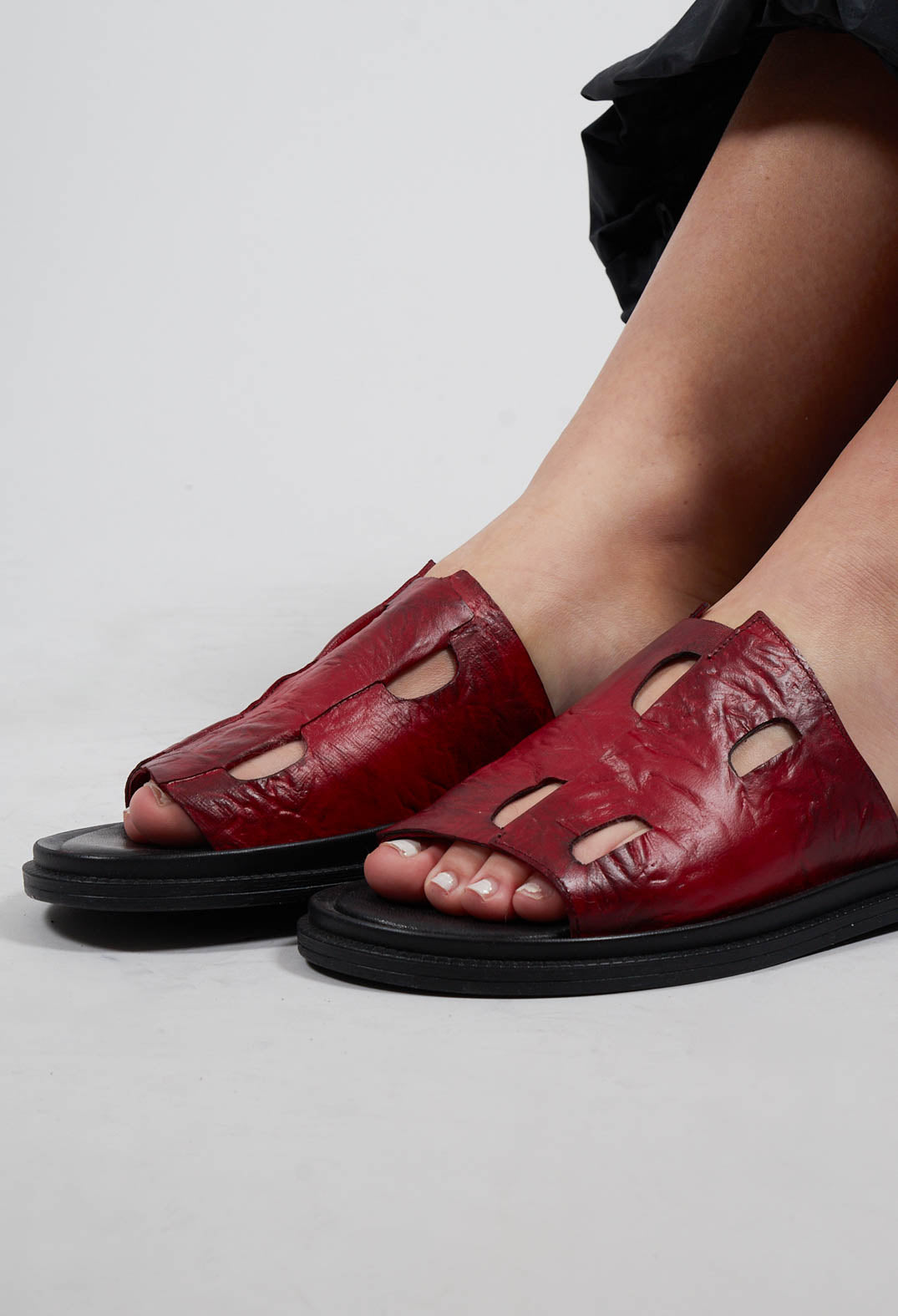 Cora Slip On Sandals in Red
