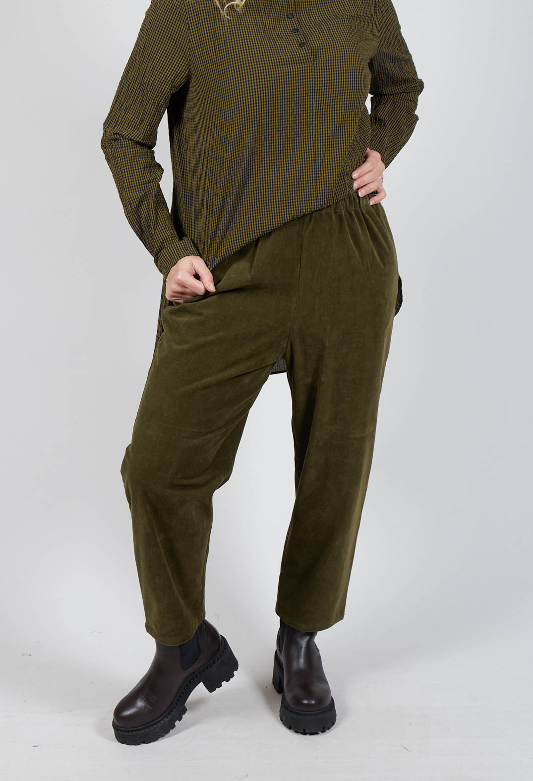 Corduroy Trousers in Military Green