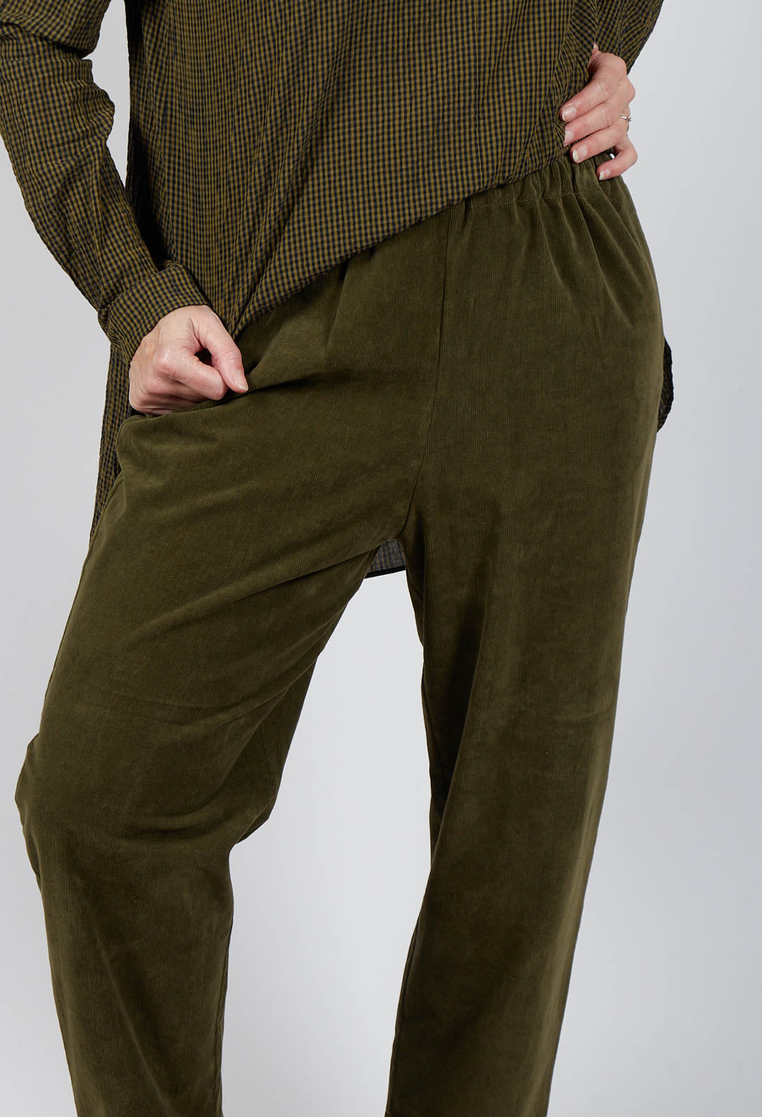 Corduroy Trousers in Military Green