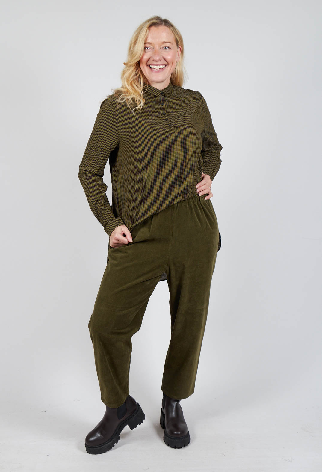 Corduroy Trousers in Military Green