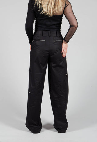 Cotton Cargo Trousers in Nero