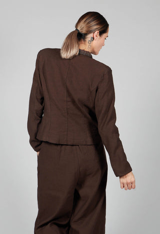 Cotton Linen Blend Cropped Jacket in Espresso