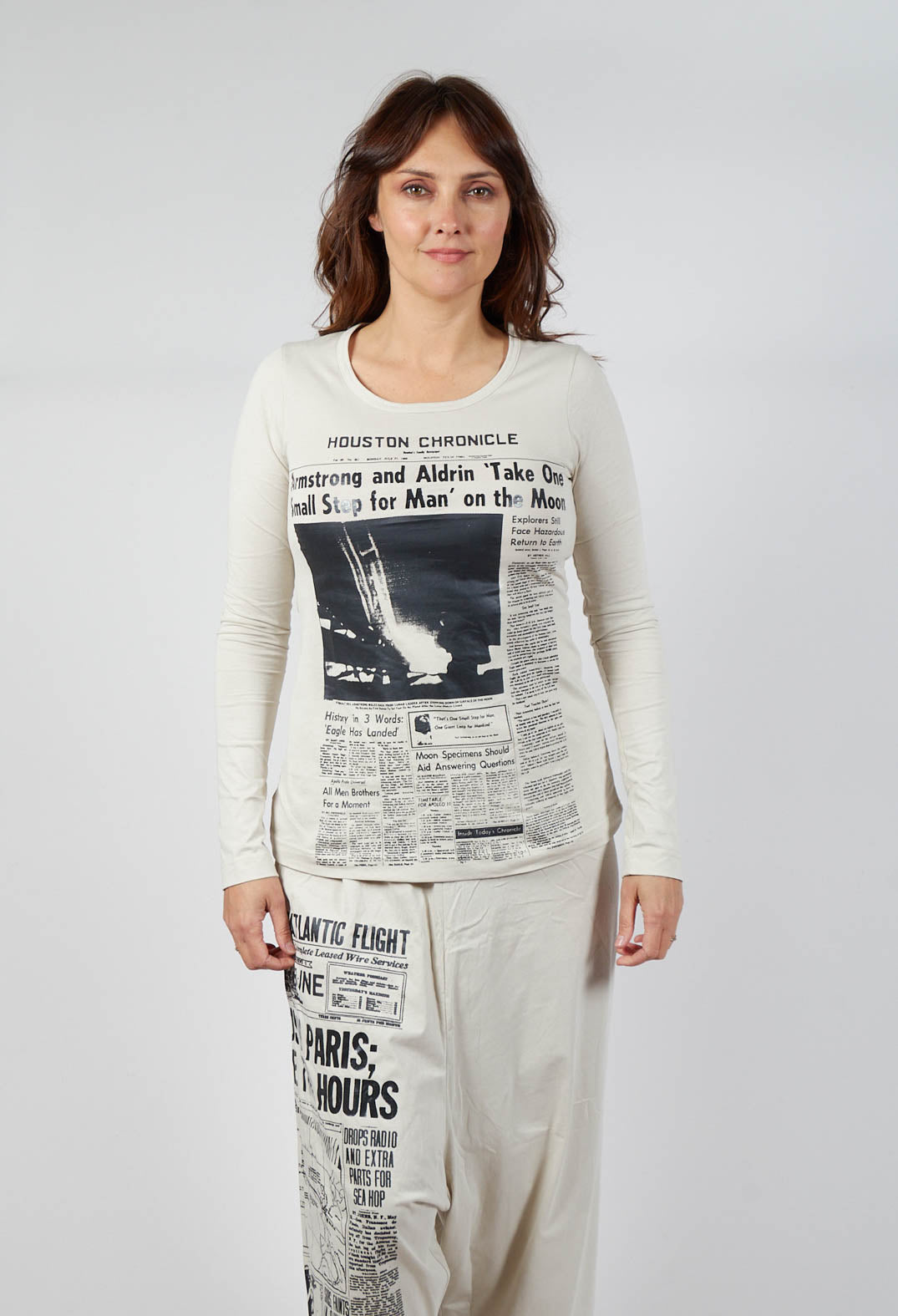 Cotton Long Sleeve Top in Eraser Print