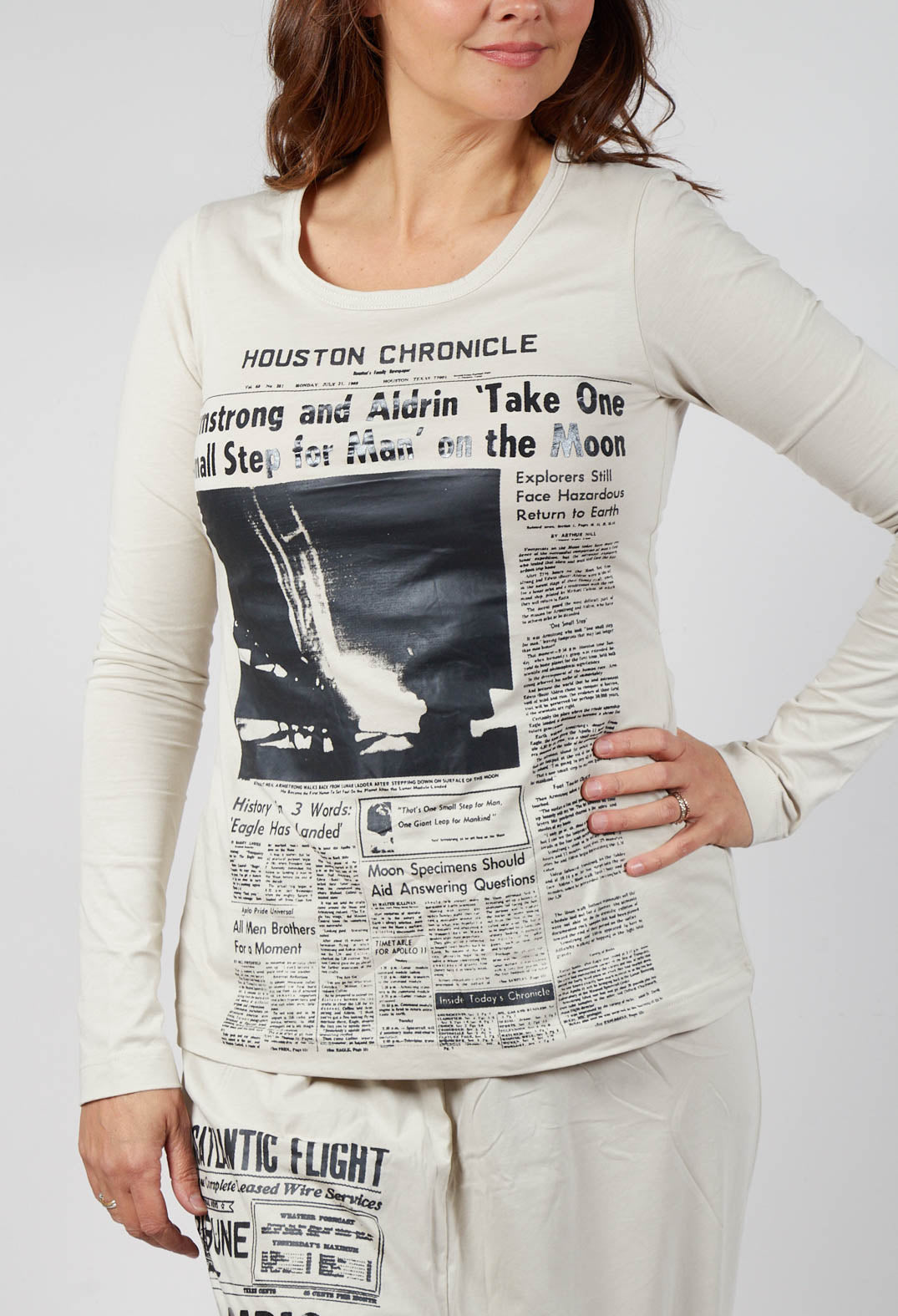 Cotton Long Sleeve Top in Eraser Print