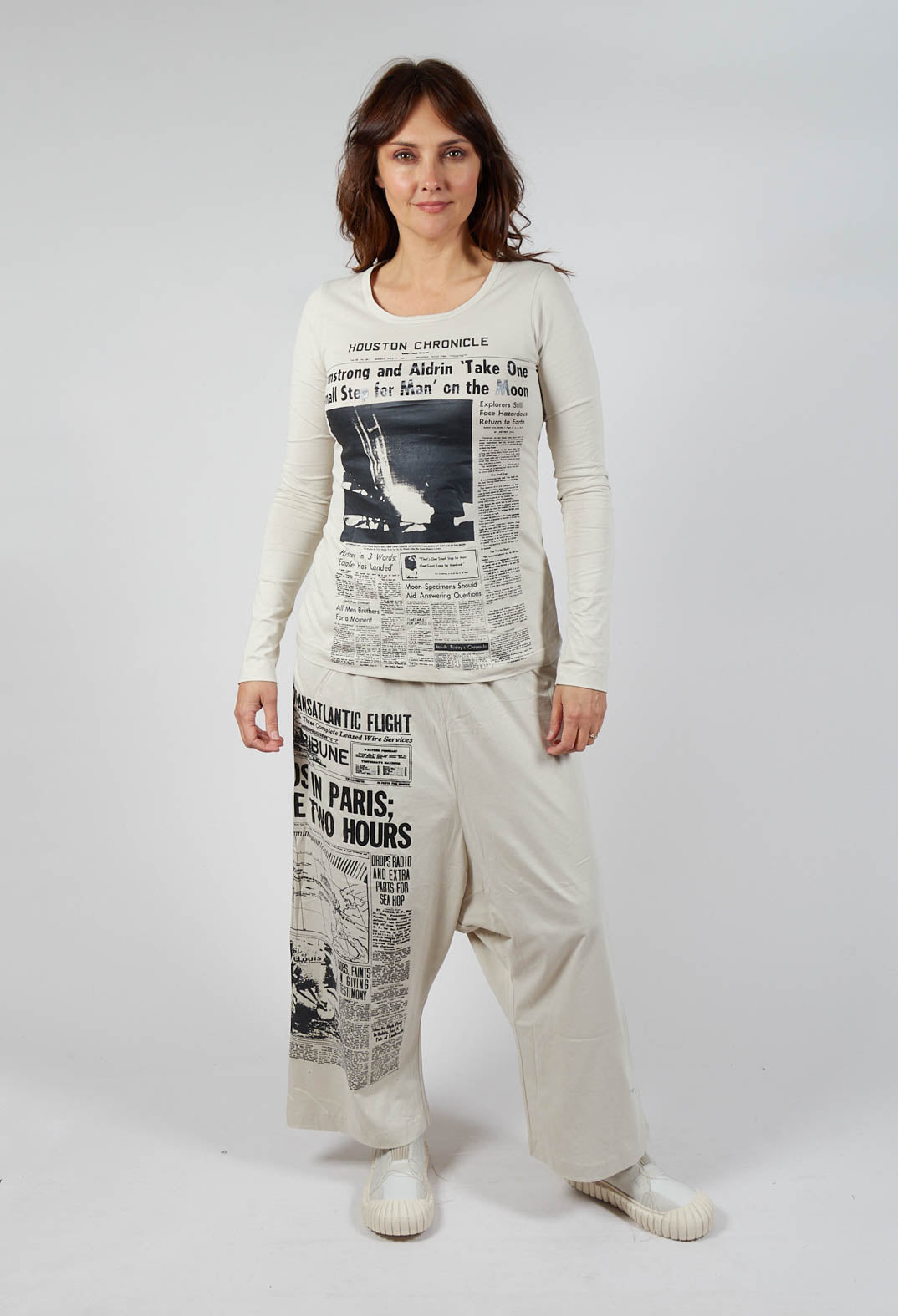 Cotton Long Sleeve Top in Eraser Print