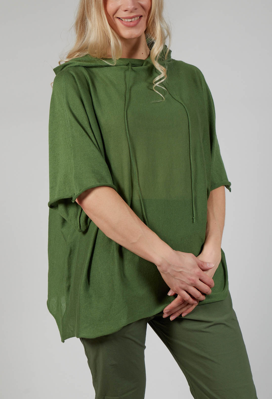 Cotton Maxi Hoodie in Green