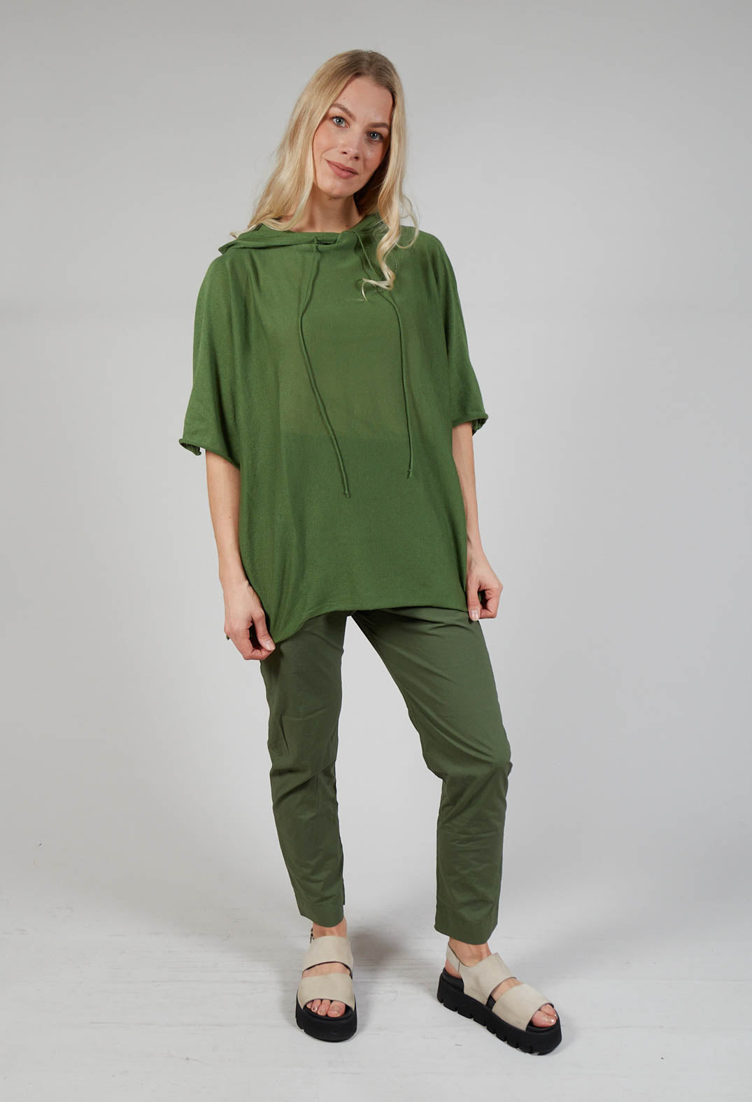 Cotton Maxi Hoodie in Green
