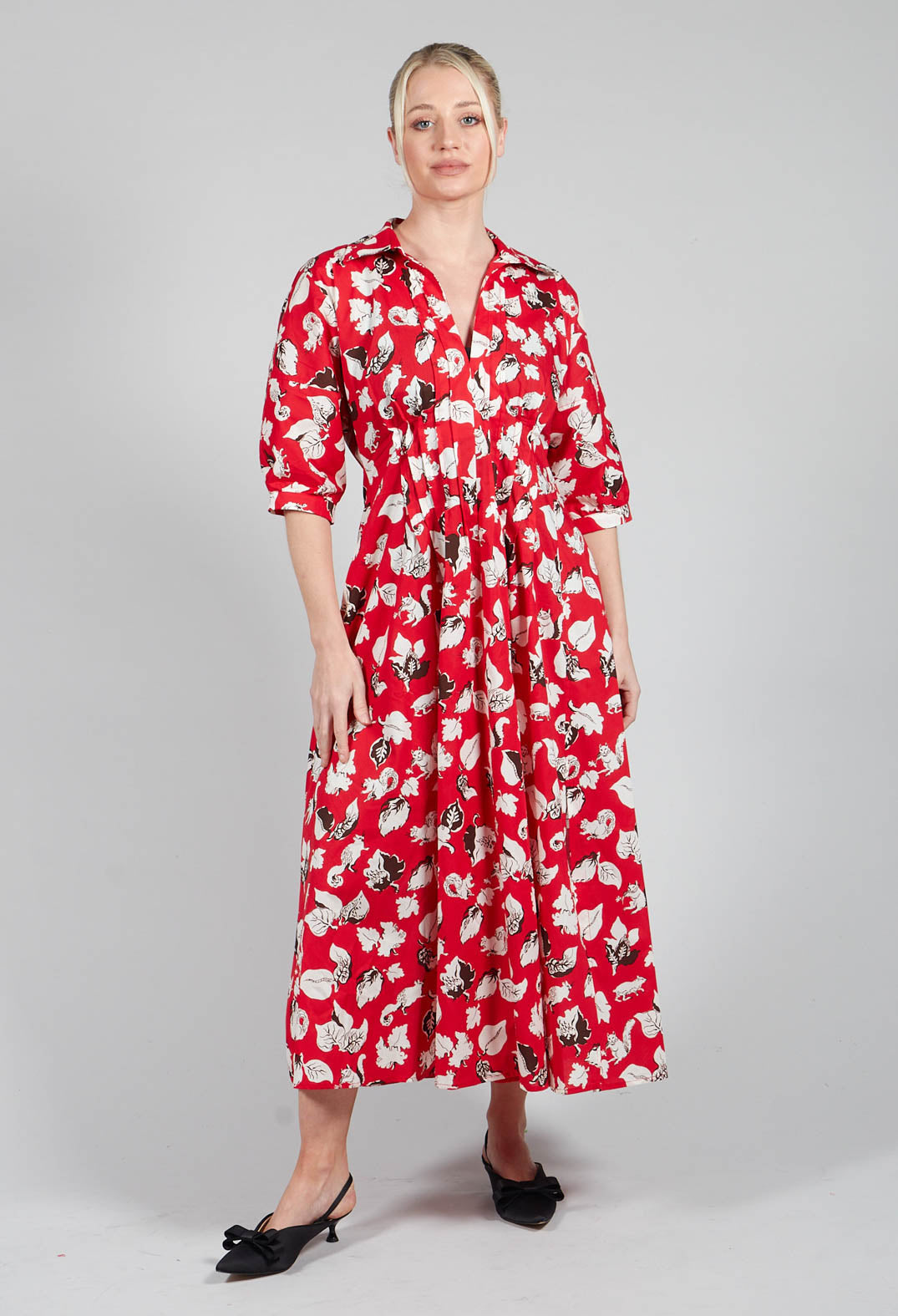 Cotton Midi Dress in Squirrel