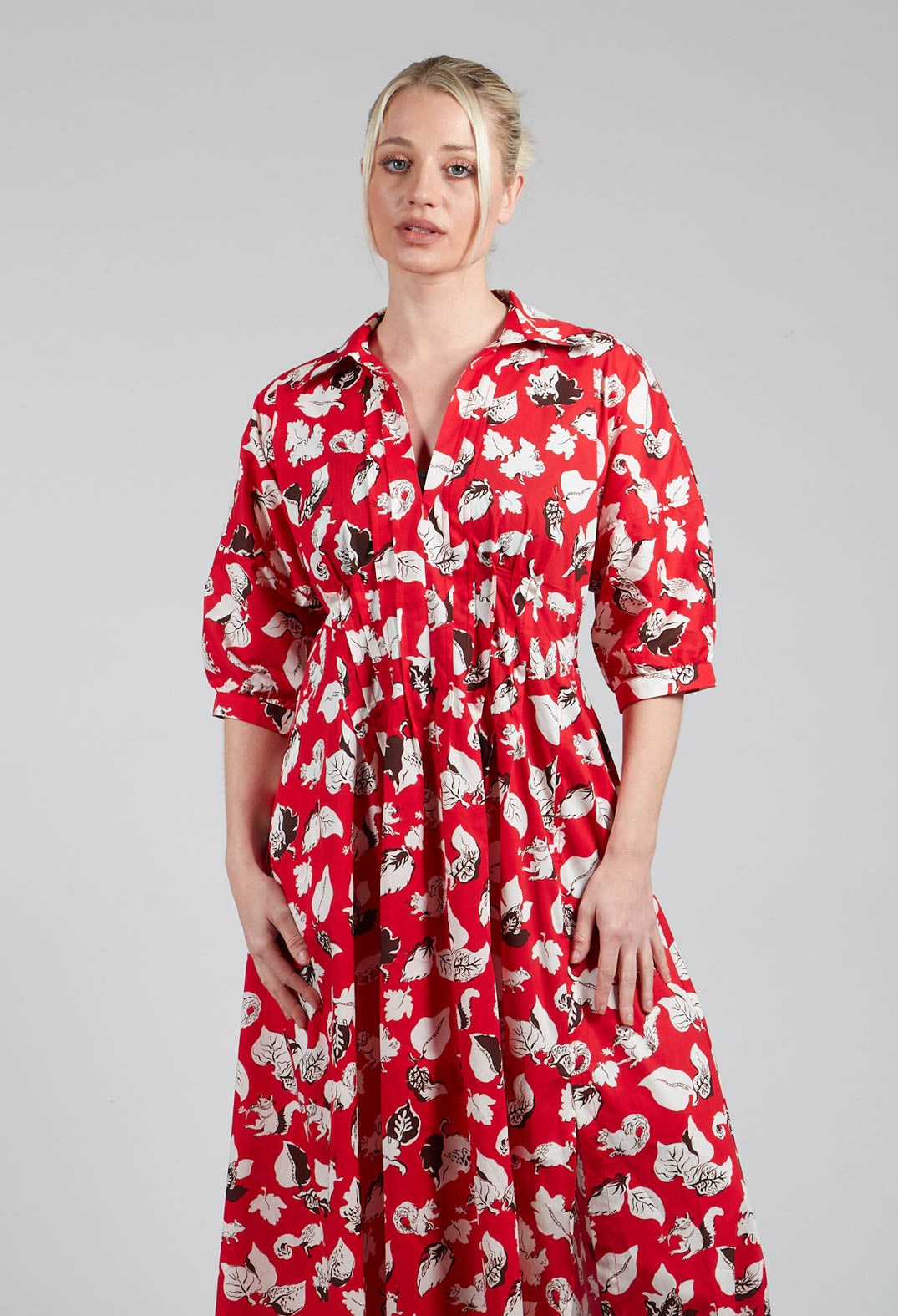 Cotton Midi Dress in Squirrel