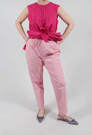 Cotton Poplin Joggers in Flamingo