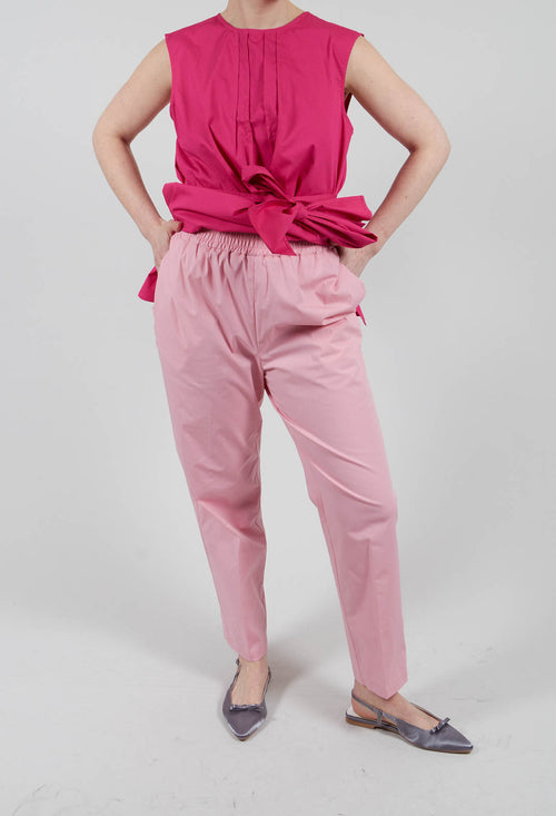 Cotton Poplin Joggers in Flamingo