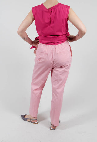 Cotton Poplin Joggers in Flamingo