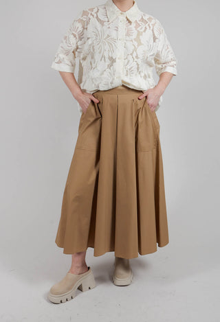 Cotton Poplin Skirt with Patch Pockets in Varadero