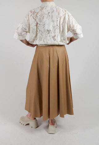 Cotton Poplin Skirt with Patch Pockets in Varadero