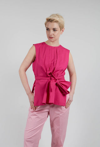 Cotton Poplin Top with Belt in Party Punch